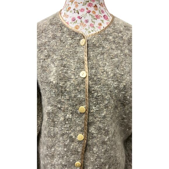 🤎 Casual Corner XL Mohair Blend Cardigan – Vintage 90s Textured Knit Neutral - Picture 2 of 5